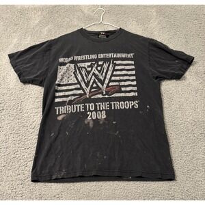 Vintage Y2K WWE Tribute To The‎ Troops 2008 American Flag USA Distressed Large